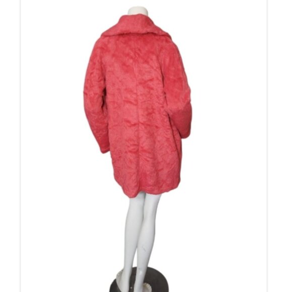 Sanctuary x Anthropologie Elena Faux Fur Shawl Collar Coat Red/Pink Jacket - Picture 6 of 11